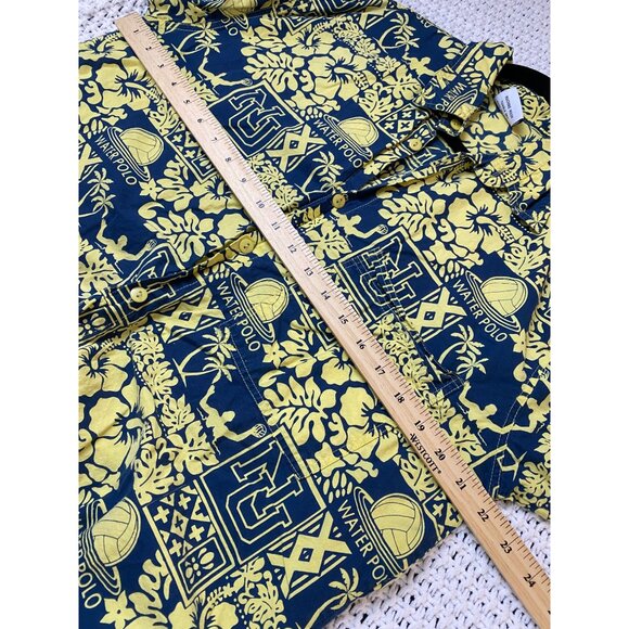 Wet Dog Men size Medium Hawaiian Water Polo Shirt Cotton Short Sleeve yellow Tro - Picture 6 of 16